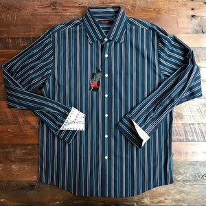 Takumi Navy French Cuff Button Down Shirt